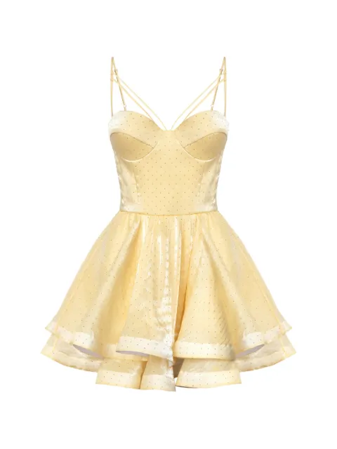 POST MERIDIEM rhinestone-embellished bustier mini dress Yellow MINIBUSTIERDRESSWITHRHINESTONES