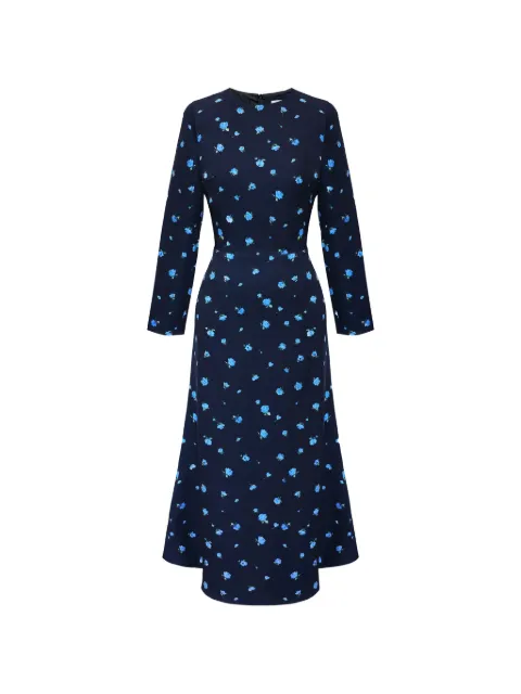 POST MERIDIEM floral-print long-sleeve midi dress Blue LONGSLEEVEPRINTEDMIDIDRESS