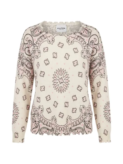 kujten Pull Mela Bandana Bico paisley-print cashmere sweater White F2913