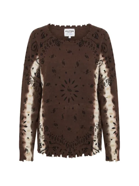 kujten bandana-print cashmere sweater Brown F5122
