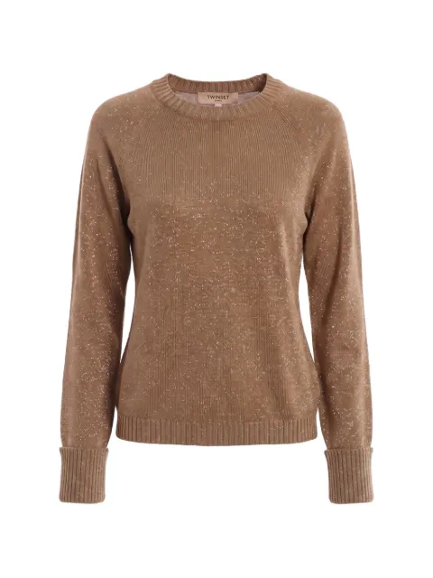 TWINSET flecked-knit raglan-sleeve sweater Brown 262TP3512