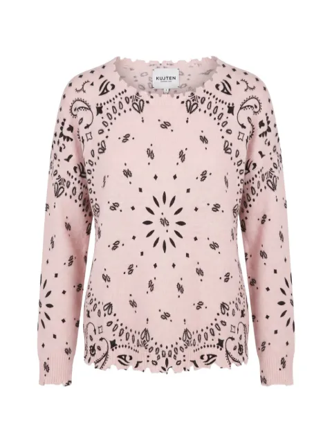 kujten Mela Bandana frayed-edge sweater Pink F2500