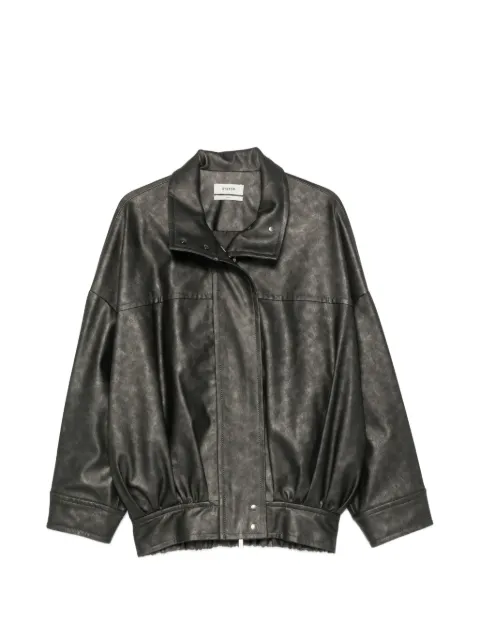 System panelled high-neck biker jacket Grey SY2G8WOTT05W