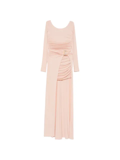 Elisabetta Franchi ruched logo-buckle gown Pink ABR3567E2
