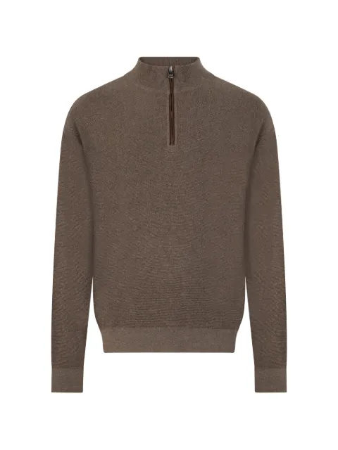Paul & Shark quarter-zip long-sleeve sweater Brown P20P1612