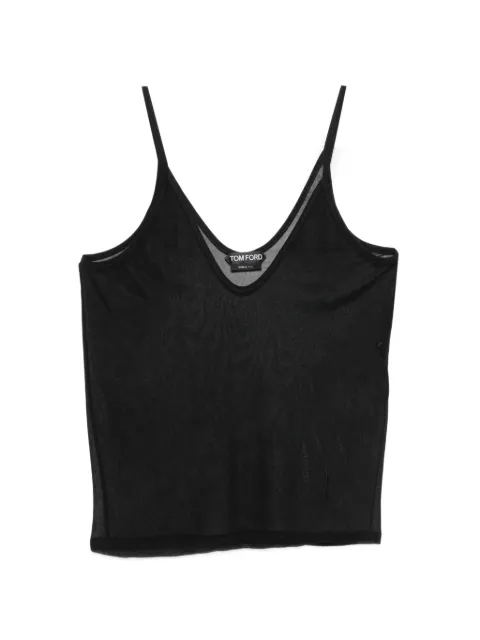 TOM FORD sheer silk-blend top Black TSJ654JEX191