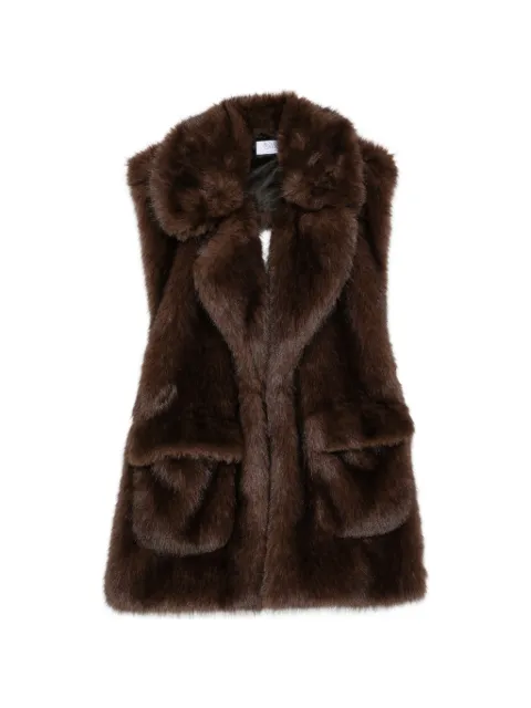 LE SULLY STUDIO faux-fur-panelled longline jacket Brown 6342T00005