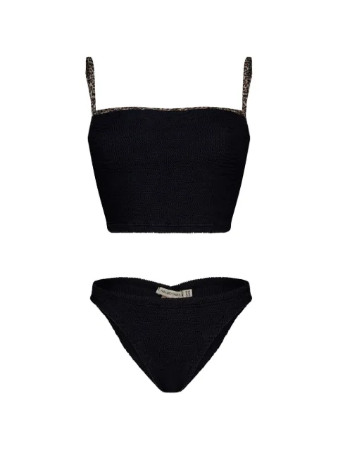 PARAMIDONNA Mara leopard-print trim bikini Black SS26MBL