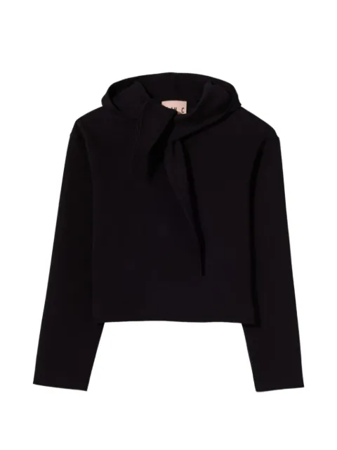 Plan C scarf-collar cropped hoodie Black FLCJH62SJ0TF005