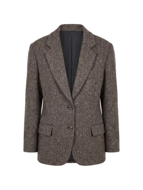 Brunello Cucinelli herringbone-pattern single-breasted blazer Brown MG5667205C004
