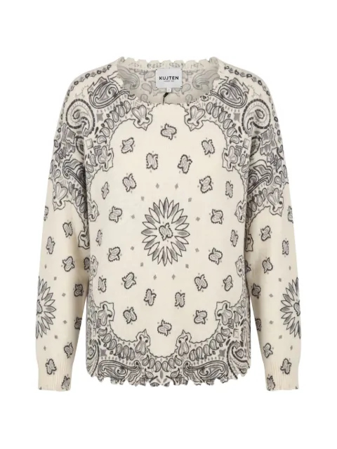 kujten paisley-print distressed-effect sweater Neutrals F2913