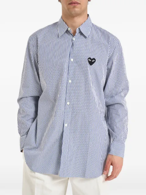 Comme Des Garçons Play striped heart-patch shirt Blue B018