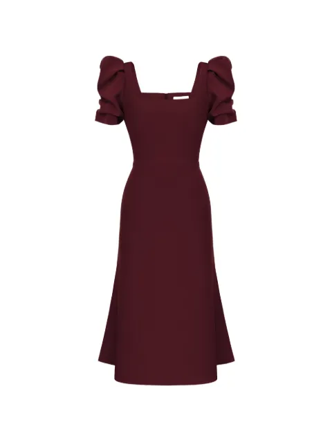 POST MERIDIEM godet-silhouette square-neck midi dress Red GODETSILHOUETTESQUARENECKMIDIDRESS