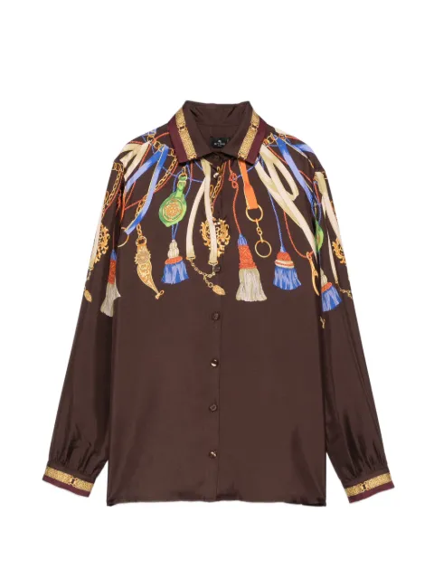 ETRO tassel-print silk shirt Brown WRIA0019AK1EB