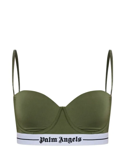 Palm Angels logo-tape detachable-strap bra Green PLA1UWTP05SI0