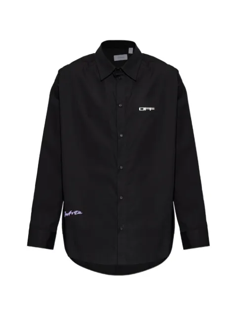 Off-White logo-print cotton shirt Black 44MGE055F26F001