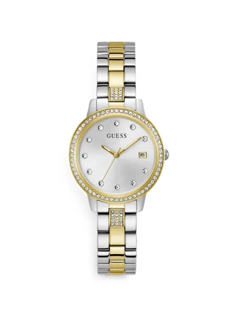 GUESS USA analogue watch with crystal appliqué detailing White GW0725L1