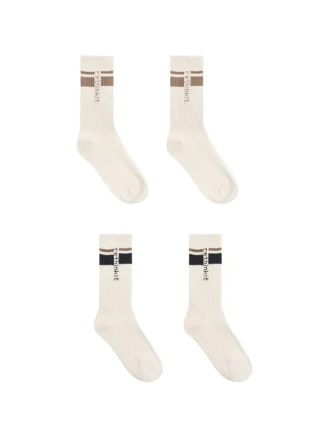 RETHINKIT STUDIOS logo-intarsia striped socks (set of two) Neutrals 21808793