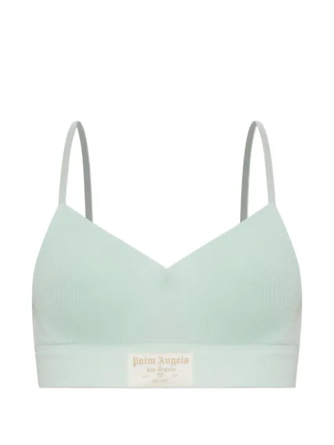 Palm Angels logo-patch ribbed bras Green PLA1UWTP08SI0