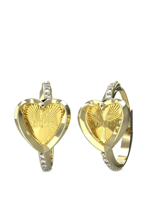 GUESS USA heart-motif crystal-embellished hoop earrings Gold JUBE04613JW