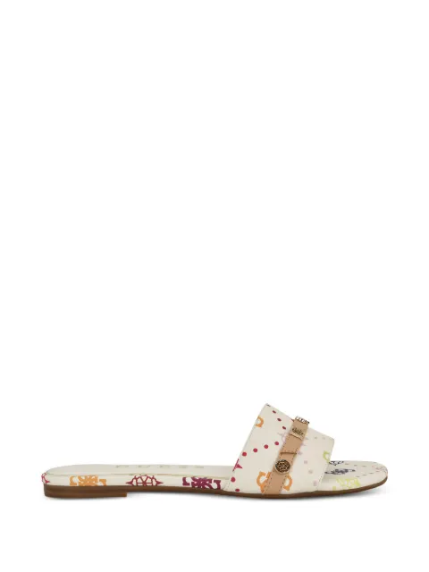 GUESS USA Tasam logo slide flat sandals White GWTASAM