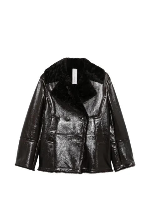 FURLING BY GIANI shearling-collar double-breasted jacket Brown BEATRICEVERNICE