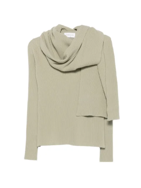 Christian Wijnants ribbed-knit scarf-detail sweater Green KOVIRA9085