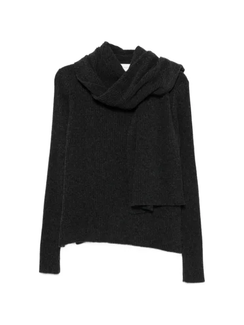 Christian Wijnants ribbed-knit scarf-detail sweater Grey KOVIRA9085