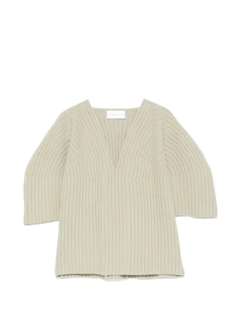 Christian Wijnants ribbed-knit V-neck sweater Green KISHA9084