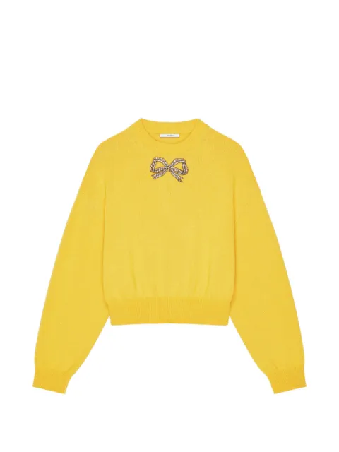Givenchy sweater in wool and cotton with embroidered bow Yellow GIVENCHYTESTBW90WT4ZV2