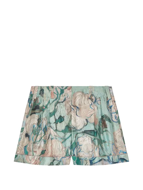 Givenchy shorts in silk with roses print Green GIVENCHYTESTBW518Q16R1
