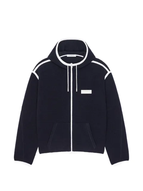 Givenchy grosgrain-trim hooded jacket Blue BM01J13YTN