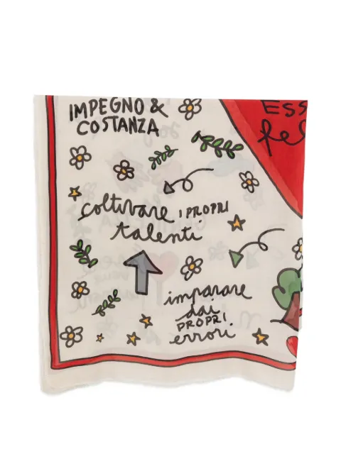 Faliero Sarti graphic-print frayed scarf Neutrals 2209