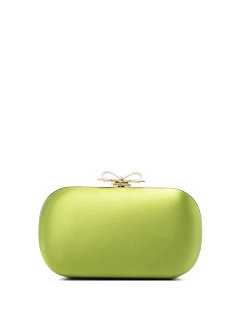 Self-Portrait bow-detail clutch bag Green PF26327G
