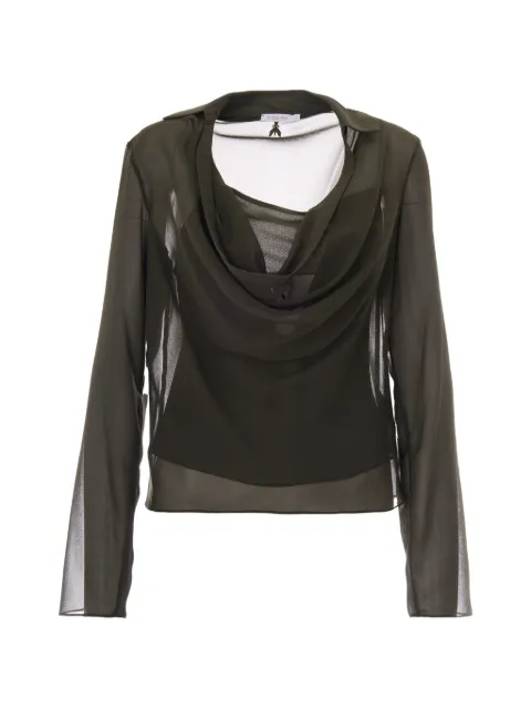 Patrizia Pepe draped semi-sheer top Green 8C0203A3ZQ
