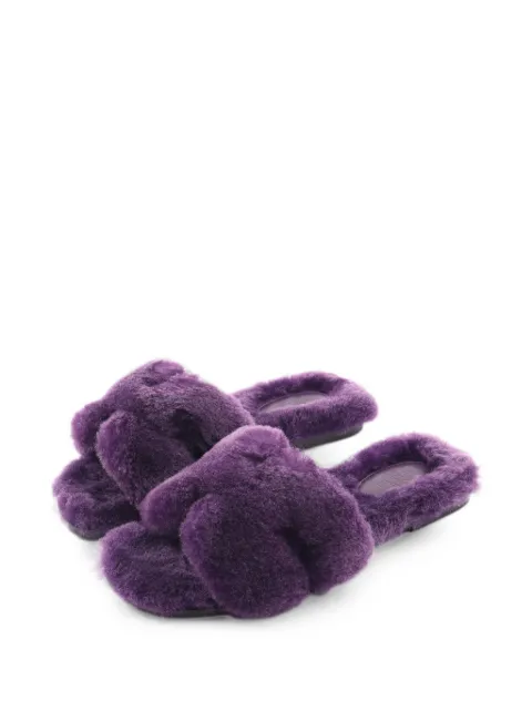 Hermès Pre-Owned 2020s Oran sheepskin slide sandals Purple 1091123
