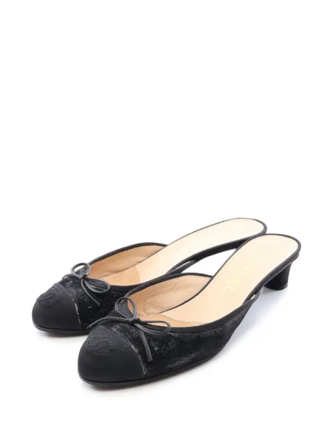 CHANEL Pre-Owned 1986-1988 Coco Mark ribbon mules Black 1095804