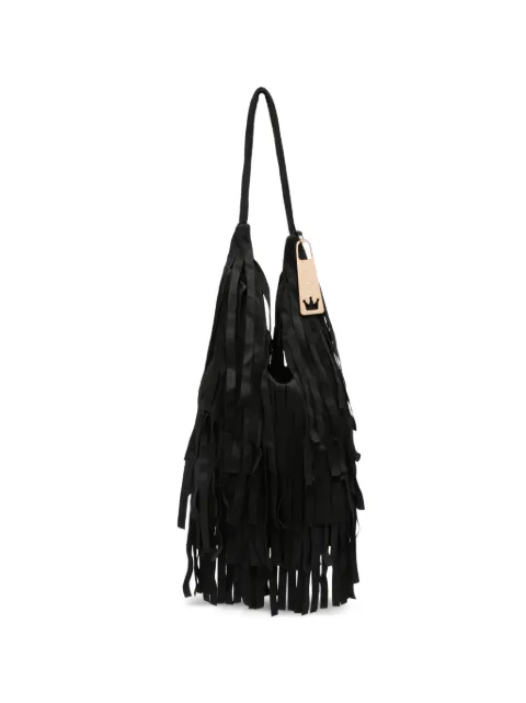 la milanesa small Aretha fringe-detail shoulder bag Black ARES