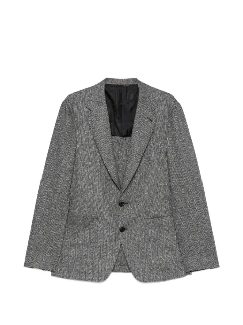 Canali Kei herringbone single-breasted jacket Grey E24275CX06187