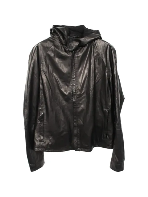 Emporio Armani Pre-Owned 2010s hooded leather jacket Black 1057475