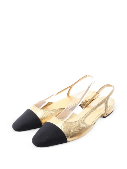 CHANEL Pre-Owned 1986-1988 Coco Mark slingback pumps Gold 1094845