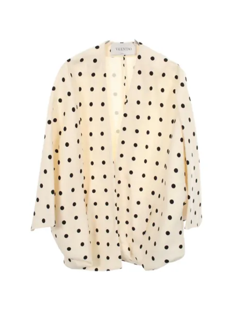 Valentino Garavani Pre-Owned 2010s polka-dot poncho jacket Neutrals 1095563