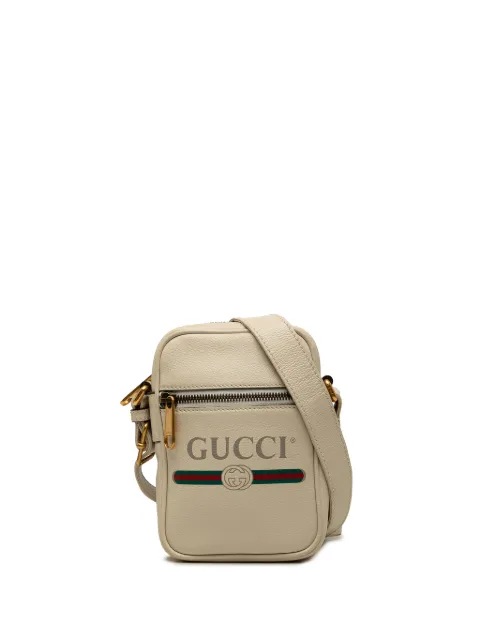 Gucci Pre-Owned 2000-2015 Mini Grained Calfskin Logo crossbody bag White 8MDILHB3OV6UHFNX