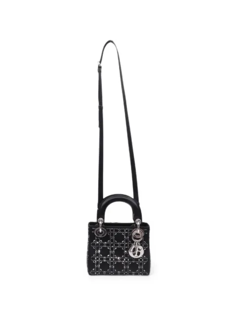 Christian Dior Pre-Owned Mini Lady Dior Strass Cannage tote bag Black RFCPUUSBA768080W
