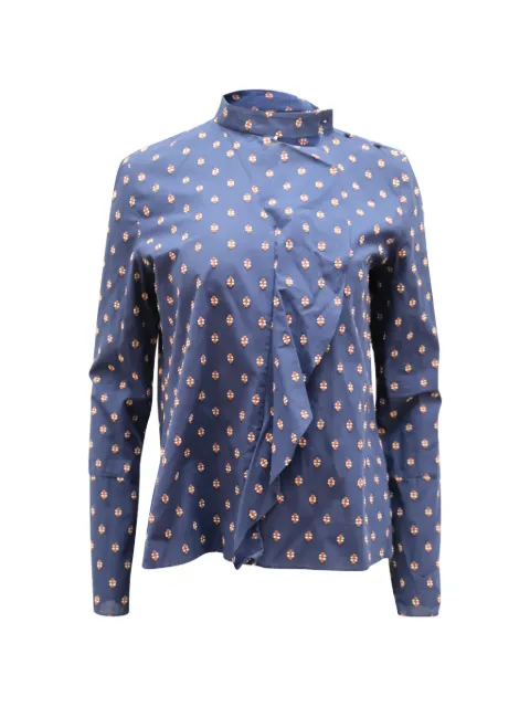 Derek Lam 10 Crosby ruffle-trimmed embroidered blouse Blue NAPPUGBCL110865W