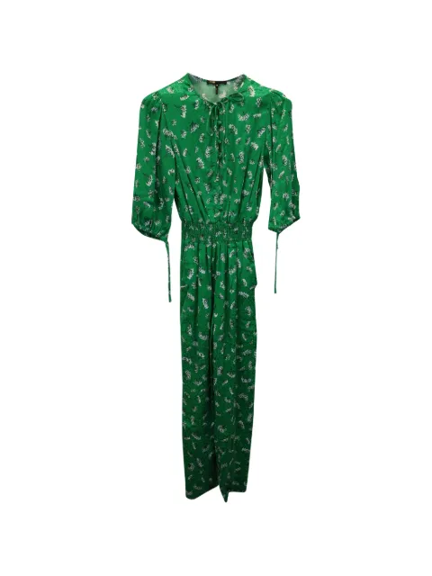 Maje Printed smocked jumpsuit Green TONPUGBCL279928W