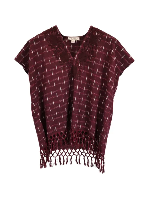 Nili Lotan embroidered tassel-trim top Red NAPPUUSCL370774W