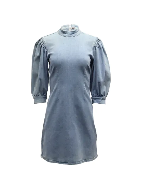 GANNI Cult puffed-sleeve mini dress Blue NAPPUGBCL223548W