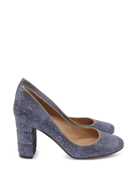 Ferragamo Pre-Owned lizard-embossed block-heel pumps Blue GILTPUUSSH780339W