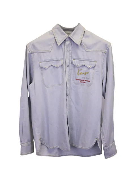 Kenzo Pre-Owned logo-embroidered denim shirt Blue MRPPUUSCL363748M